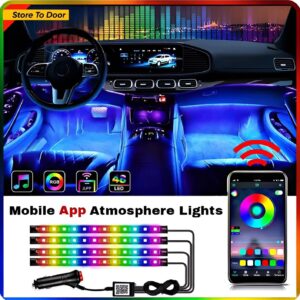 1set Car Rgb 48led Strip 5050smd 12w Decorative Auto Atmosphere Pathway Interior Ambient( Bluetooth Light)