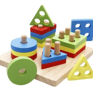 Lewo Wooden Puzzle Toddler Toys Shapes