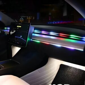 App control Symphony Atmosphere Light Car Interior Lights Decorative Ambient Lights USB Fiber Optic Lights Smart App Control Lights Multi-color (1pc) (110cm/43inch 35cm/13 inch)